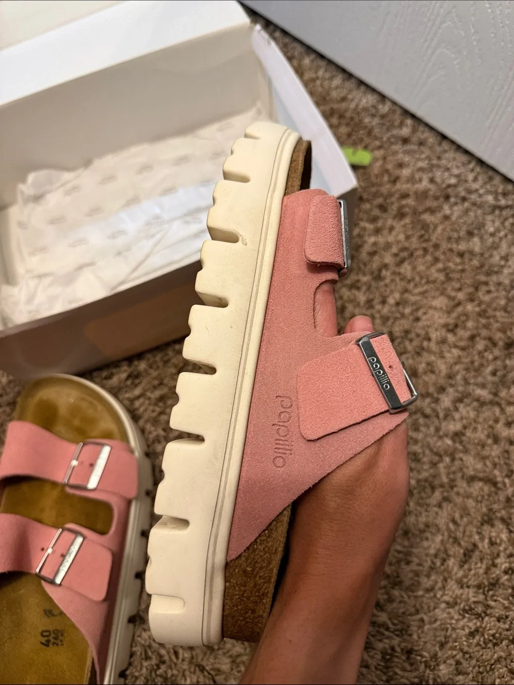 LIKE NEW!Birkenstock Papillo WM’s Candy Pink Suede Double-Buckle Sandals!Worn 1x